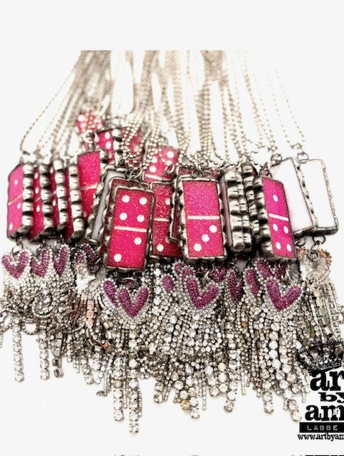 Art by Amy Glitter Everyday Pink Domino Necklace