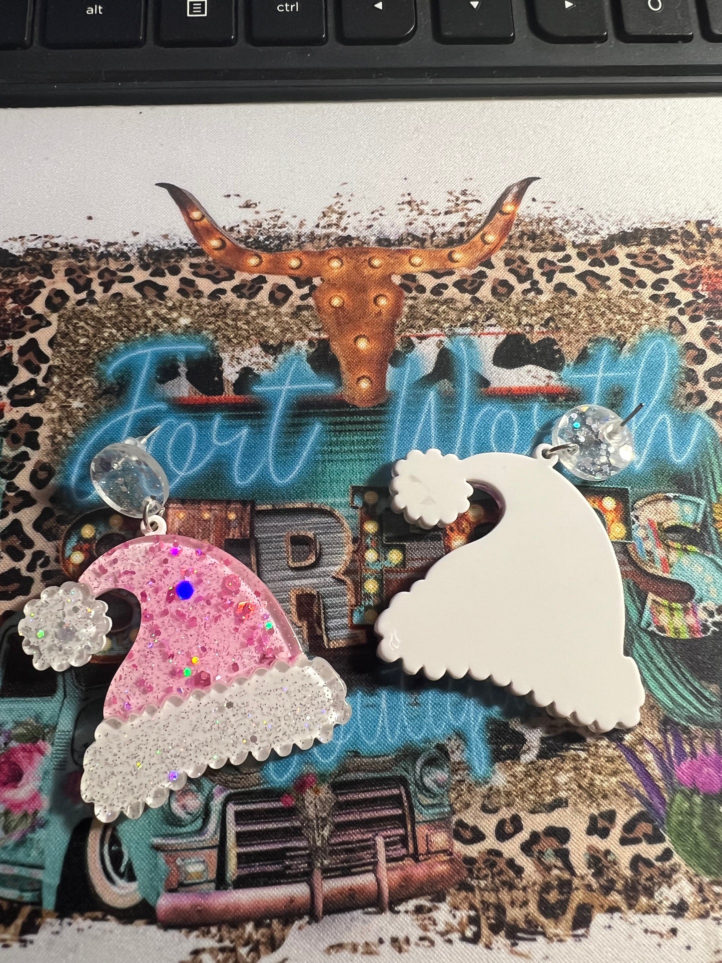 Pink Santa Cap Earrings