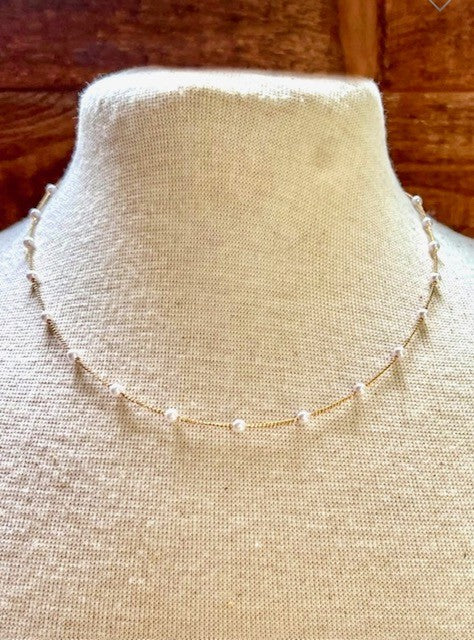 Delica Pearl Necklace-Gold