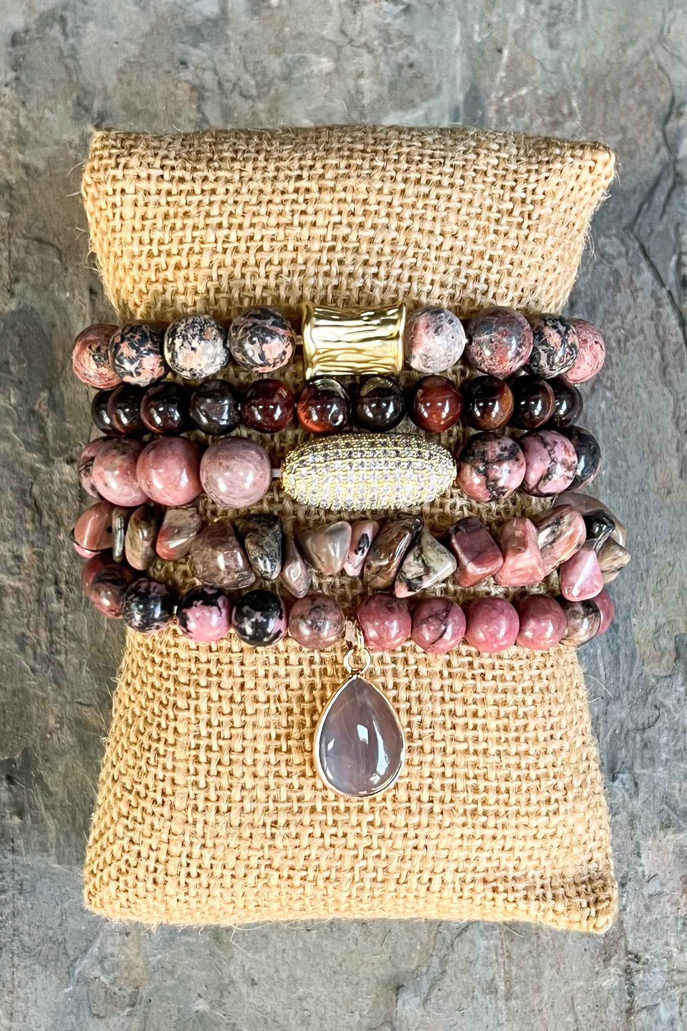 Zambia Bracelet Set Rhodonite
