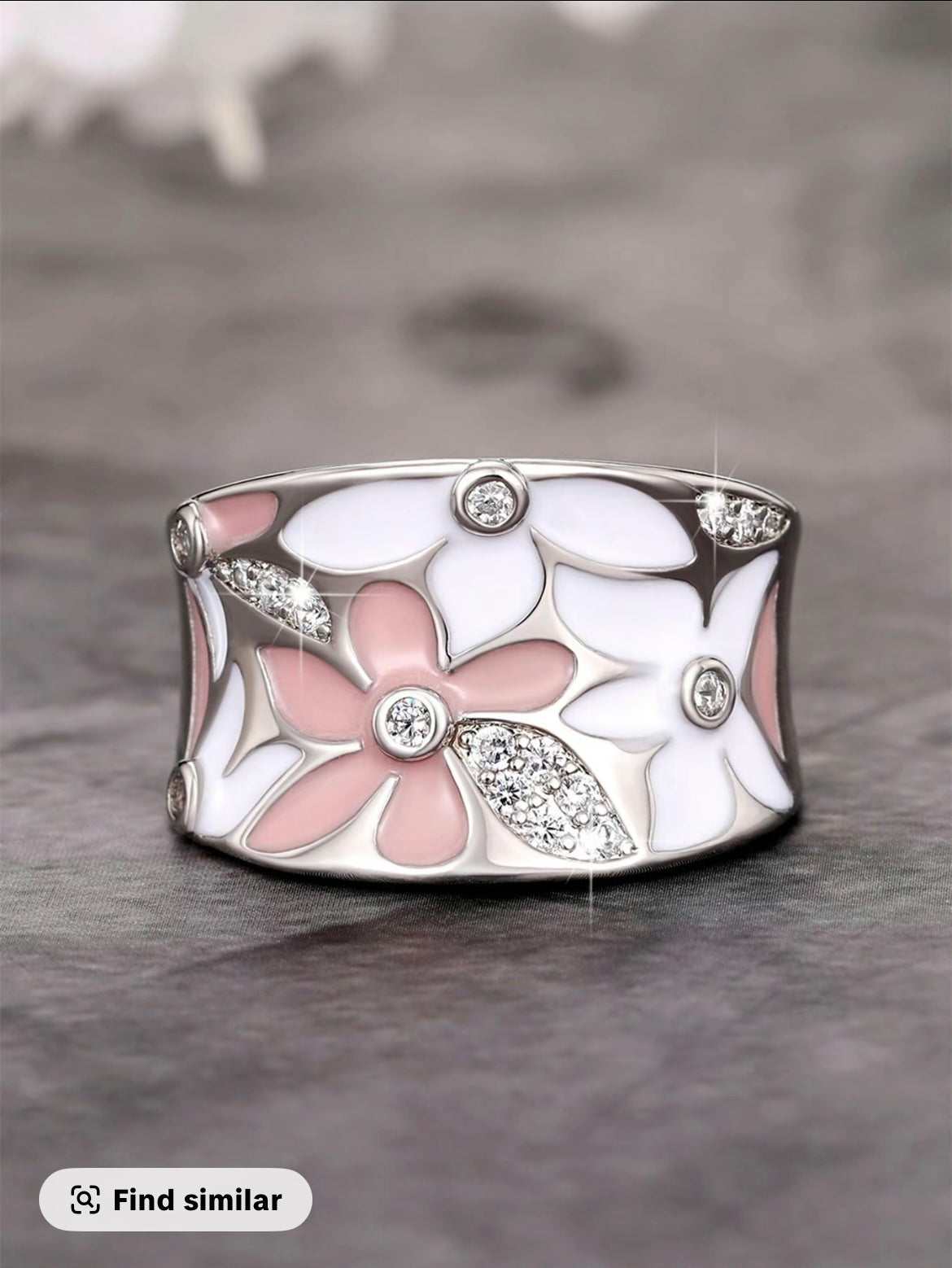 Flower Power Ring-Pink and White