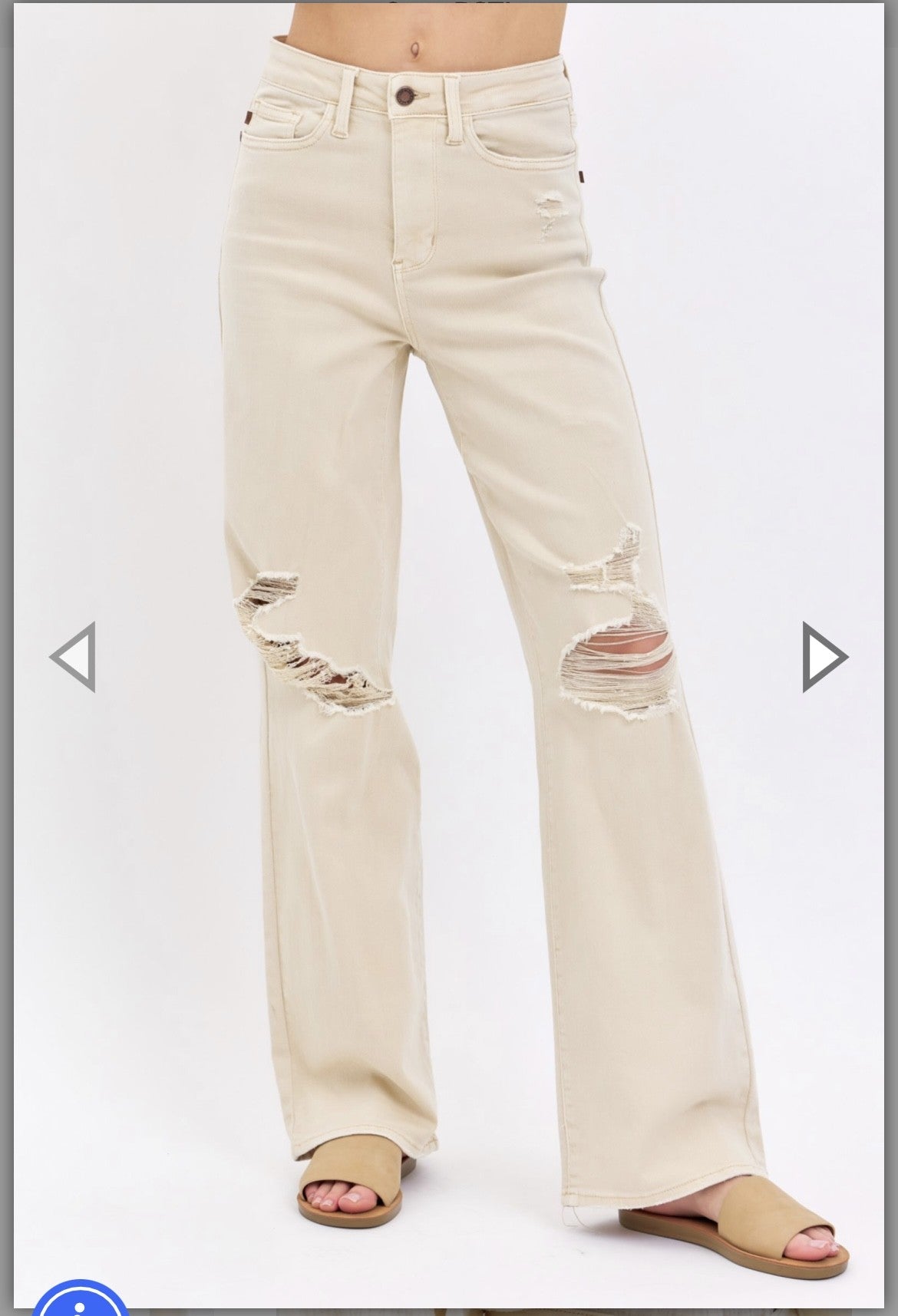 Judy Blue High Waist Distressed Flares-Bone