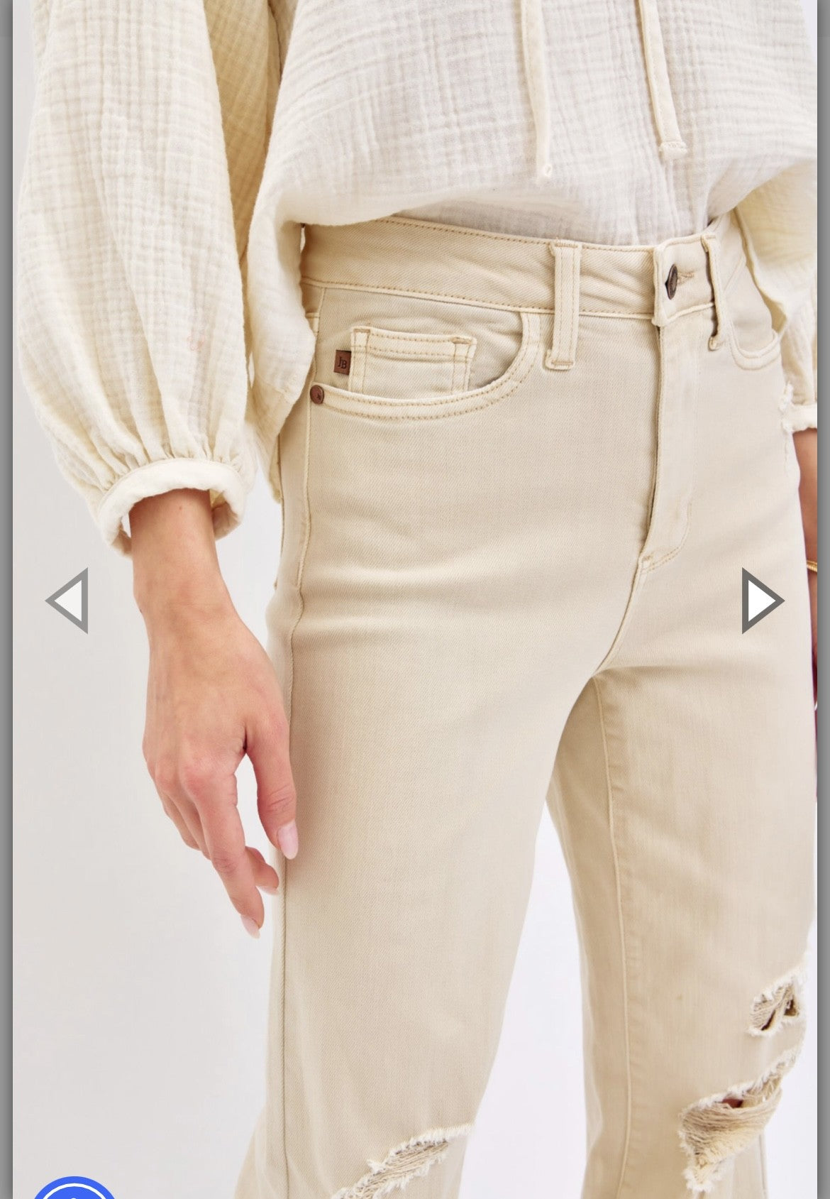 Judy Blue High Waist Distressed Flares-Bone