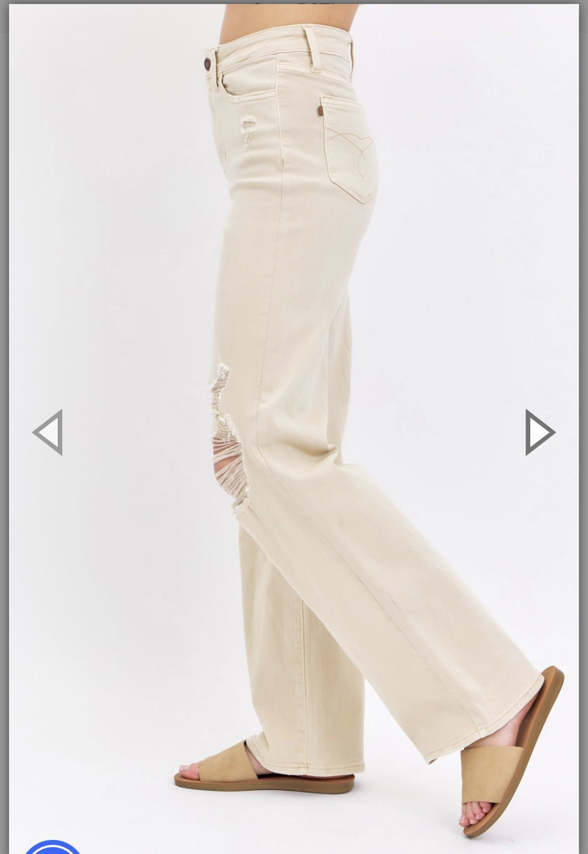 Judy Blue High Waist Distressed Flares-Bone