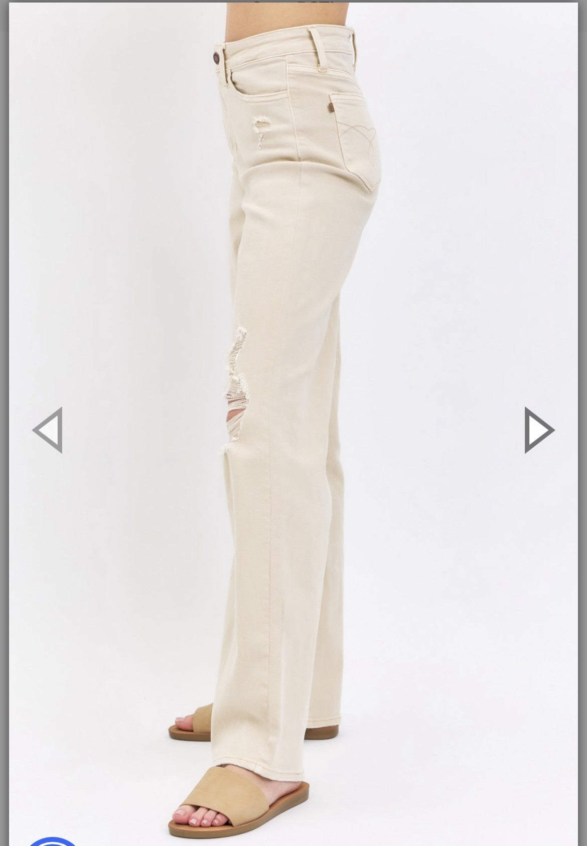 Judy Blue High Waist Distressed Flares-Bone