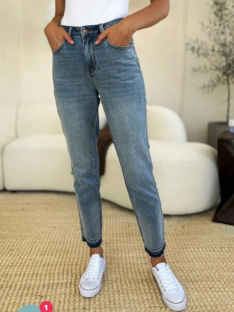 Judy Blue Midrise Magic Hem Release Jeans-JB MOST RESTOCKED JEAN!