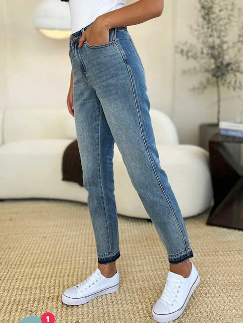 Judy Blue Midrise Magic Hem Release Jeans-JB MOST RESTOCKED JEAN!