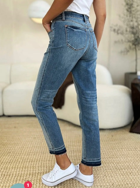 Judy Blue Midrise Magic Hem Release Jeans-JB MOST RESTOCKED JEAN!
