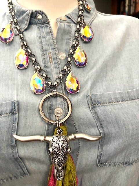 Bring on the Bling Cow Skull Necklace