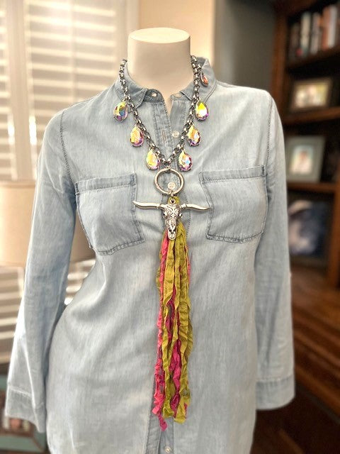 Bring on the Bling Cow Skull Necklace
