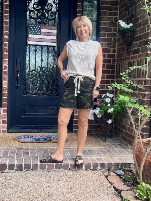 Camo Shorts with Drawstring