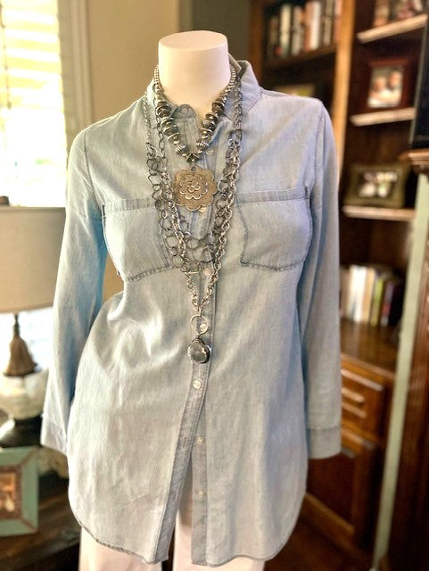 Silver Chain Round Crystal Necklace