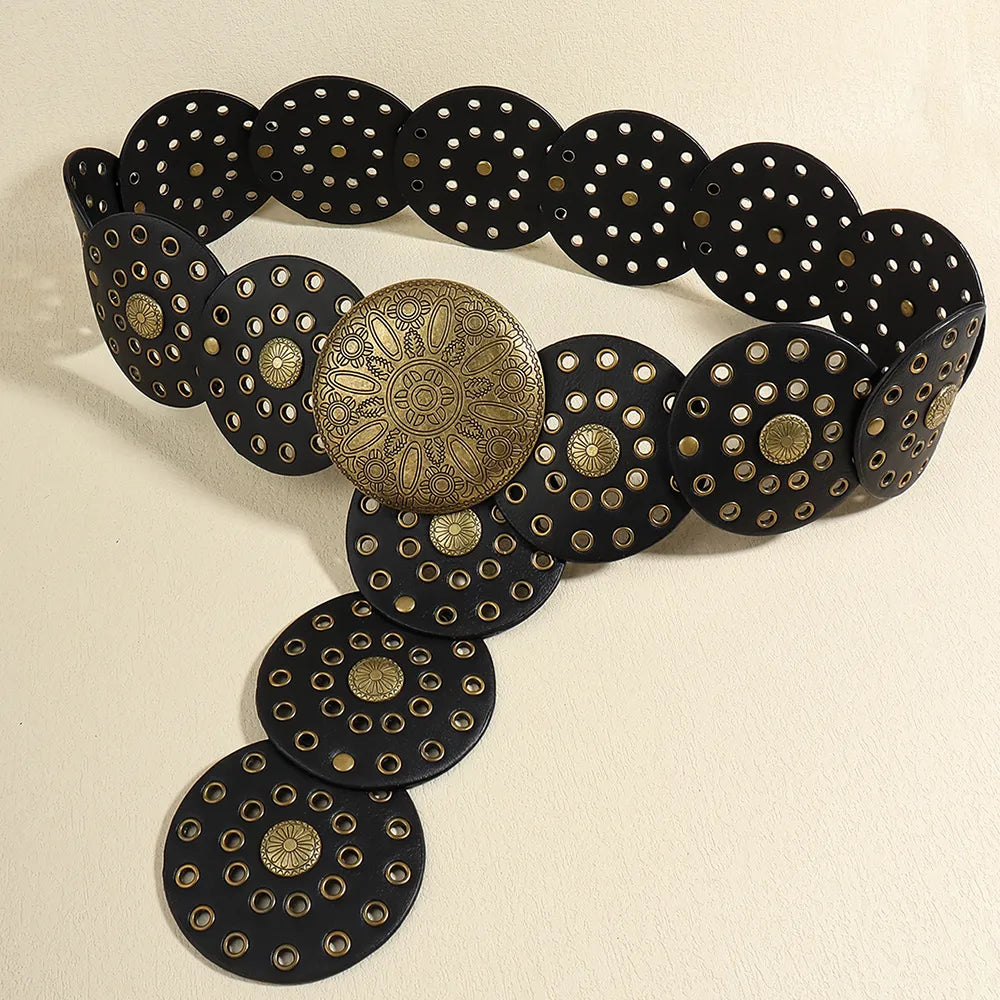 Retro Style Belt-Black with Bronze Buckle