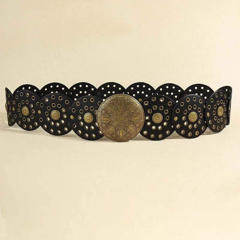Retro Style Belt-Black with Bronze Buckle