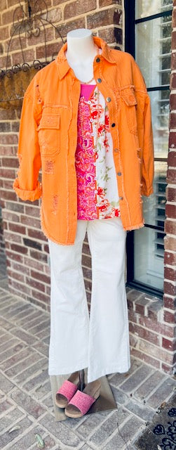 Dreamsicle Distressed Shacket