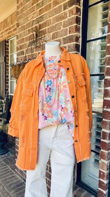 Dreamsicle Distressed Shacket
