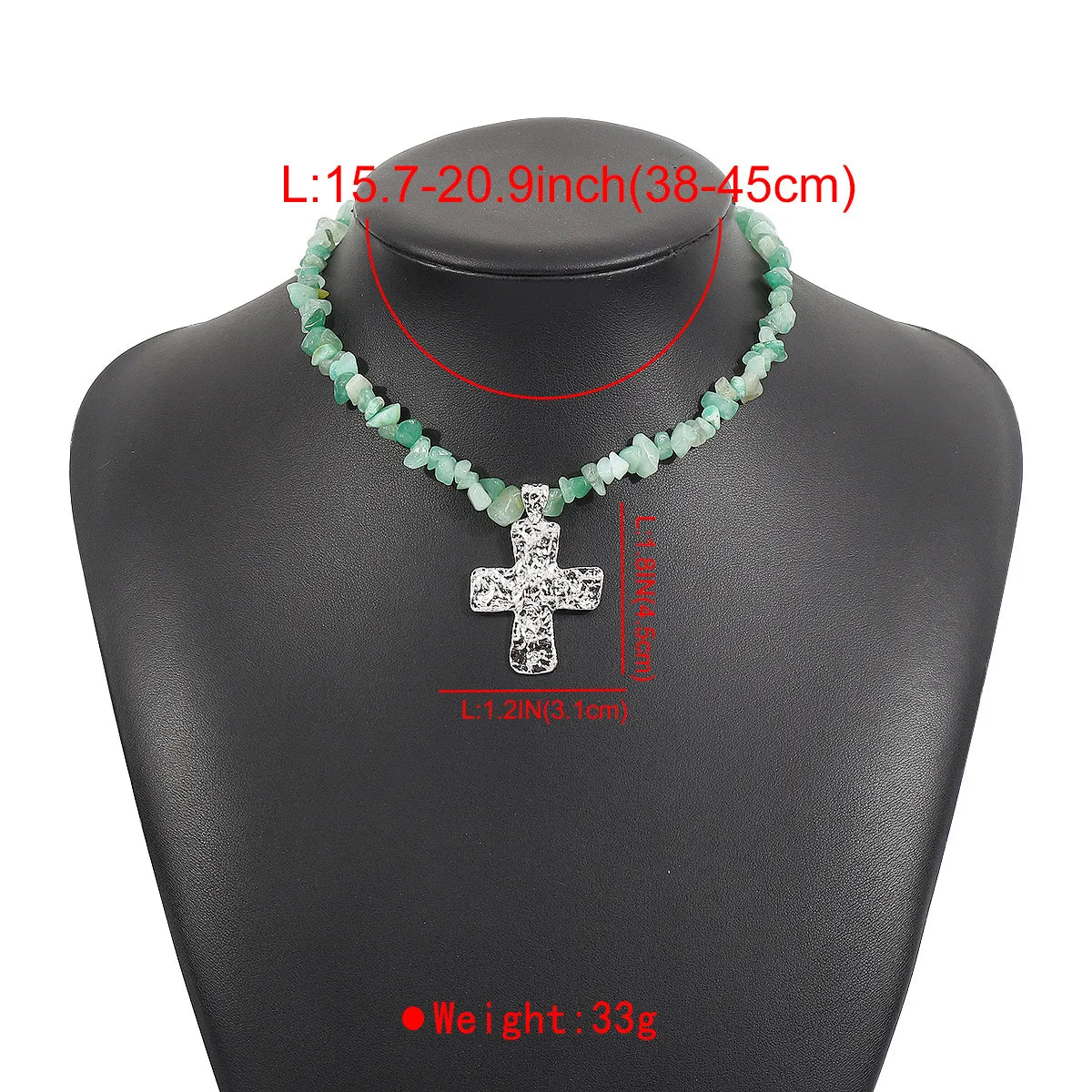 Natural Stone Cross Necklace