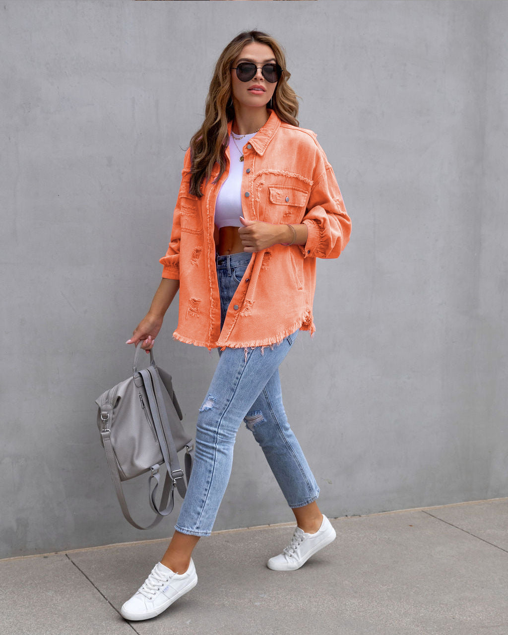 Dreamsicle Distressed Shacket
