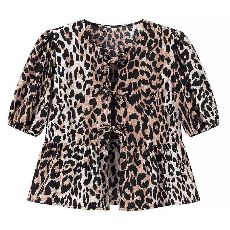 Laya Leopard Tie Front Top
