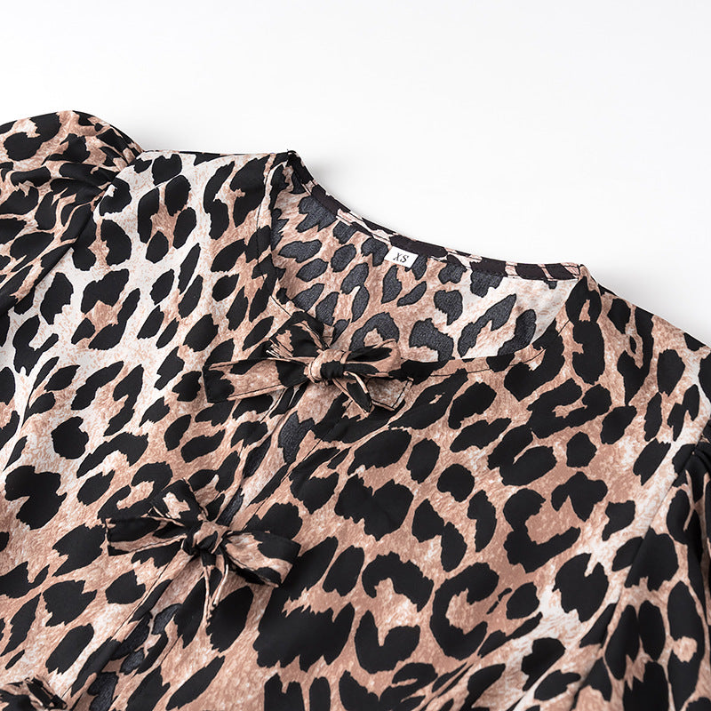 Laya Leopard Tie Front Top