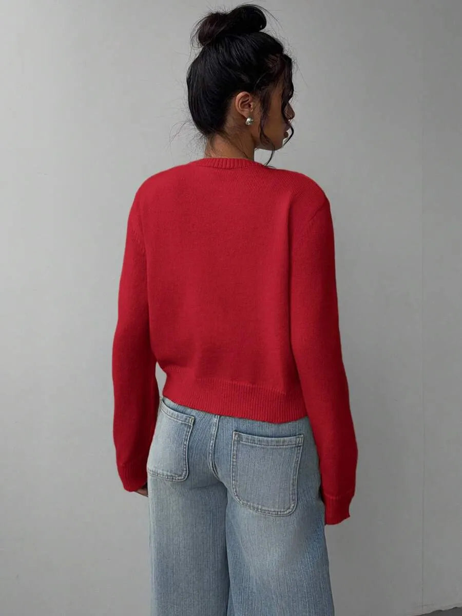 Rosy In Red Cardi
