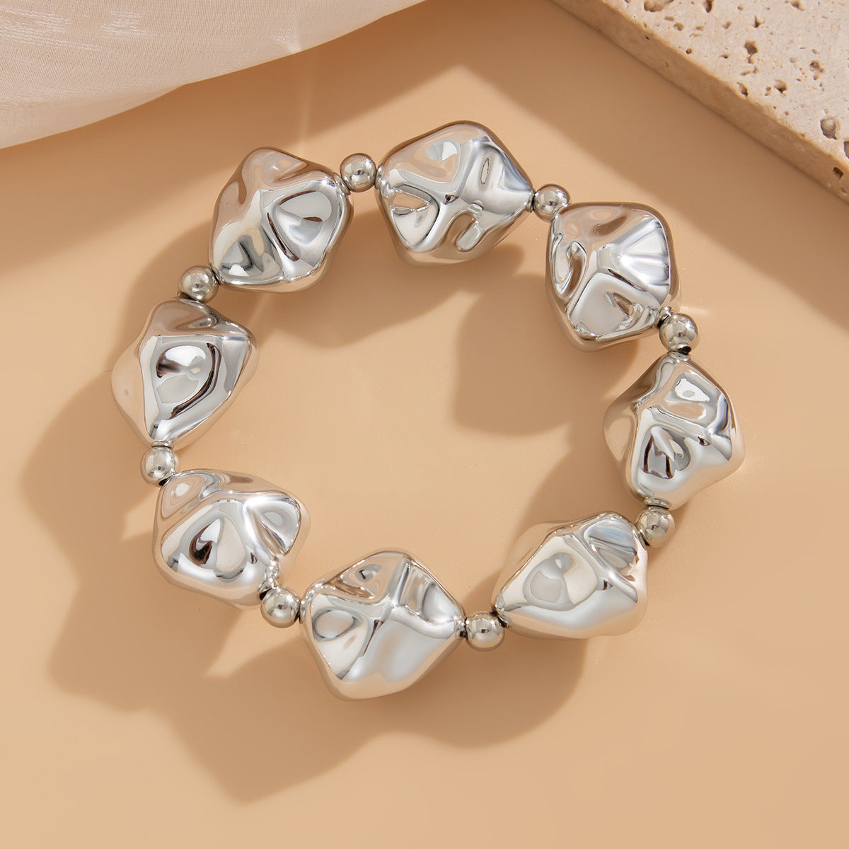 Silver or Gold Gravel Stretch Bracelet