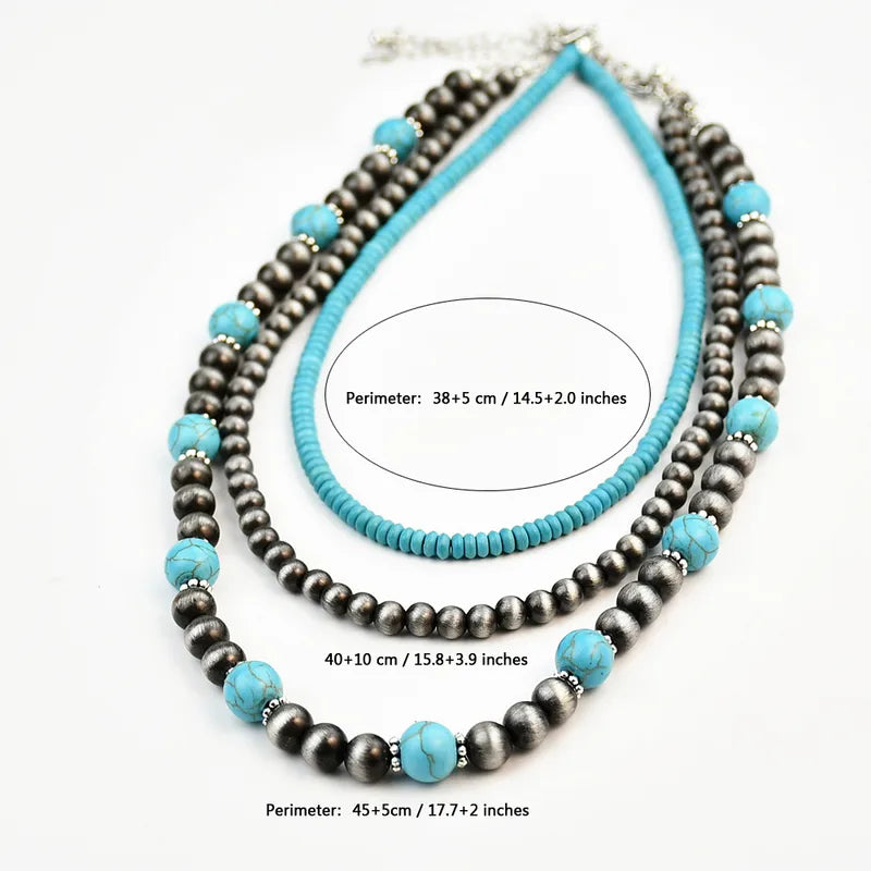 3 Piece Turquoise and Silver Necklace Set