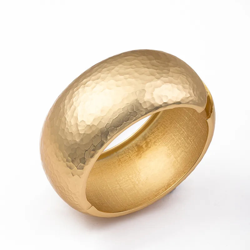 Hammered Gold Wide Band Bracelet
