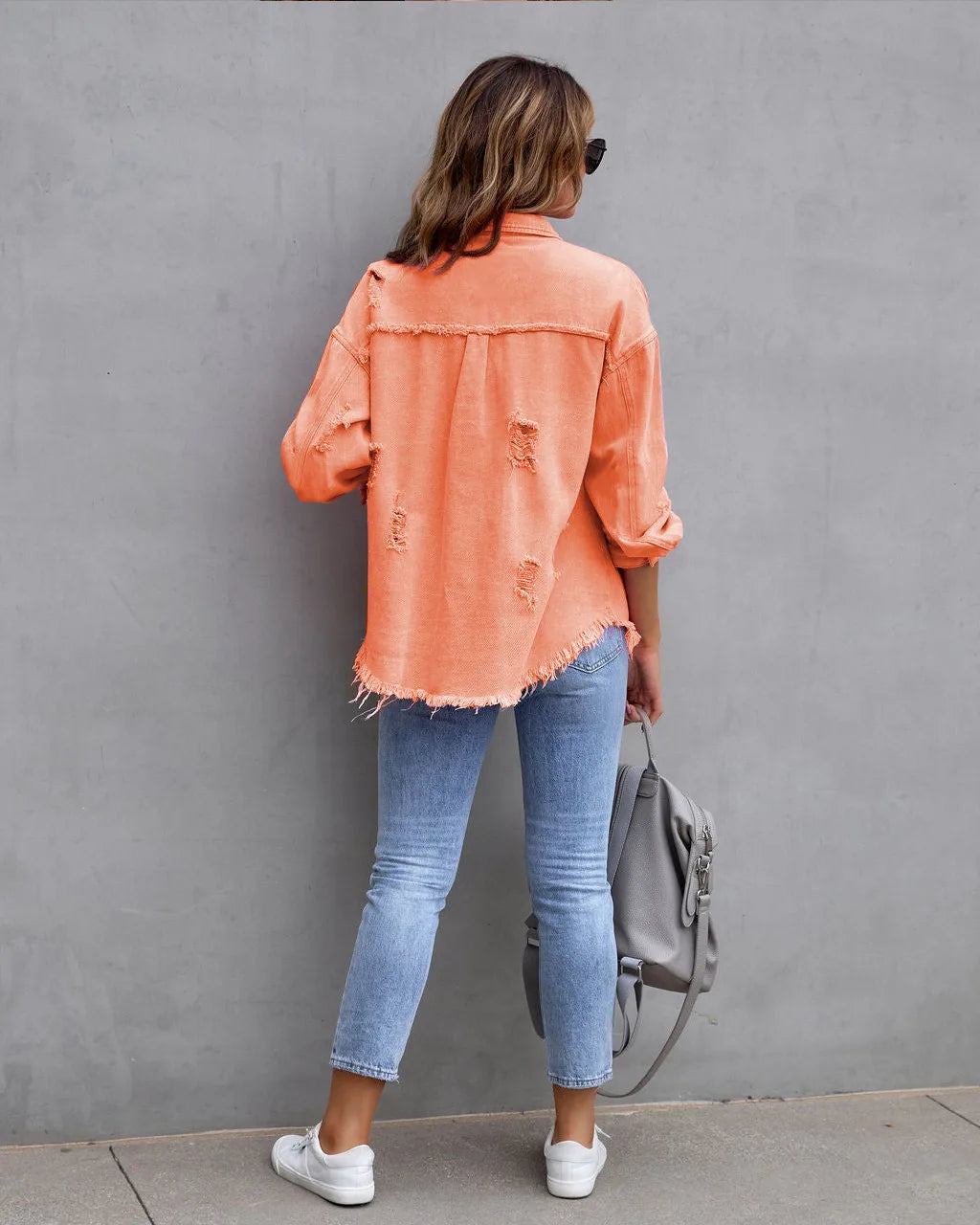 Dreamsicle Distressed Shacket