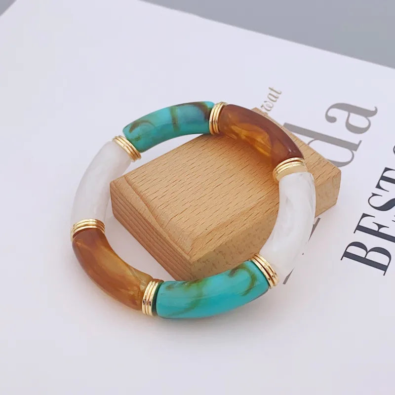 Multi-Color Acrylic Bamboo Bracelets