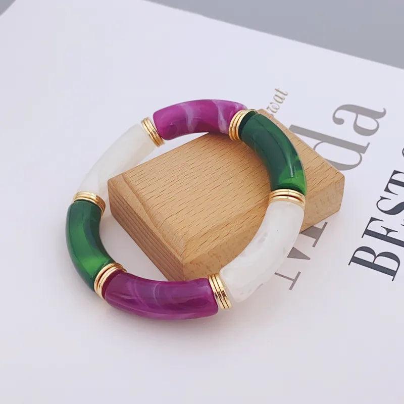 Multi-Color Acrylic Bamboo Bracelets