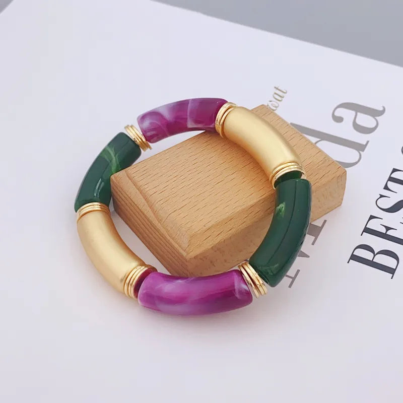 Multi-Color Acrylic Bamboo Bracelets