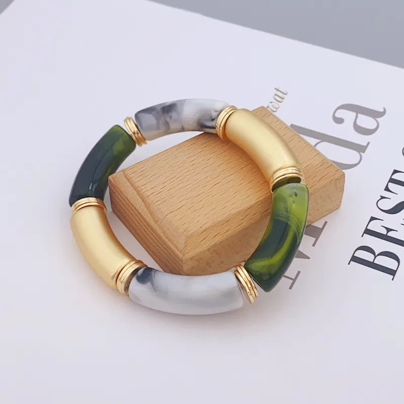 Multi-Color Acrylic Bamboo Bracelets