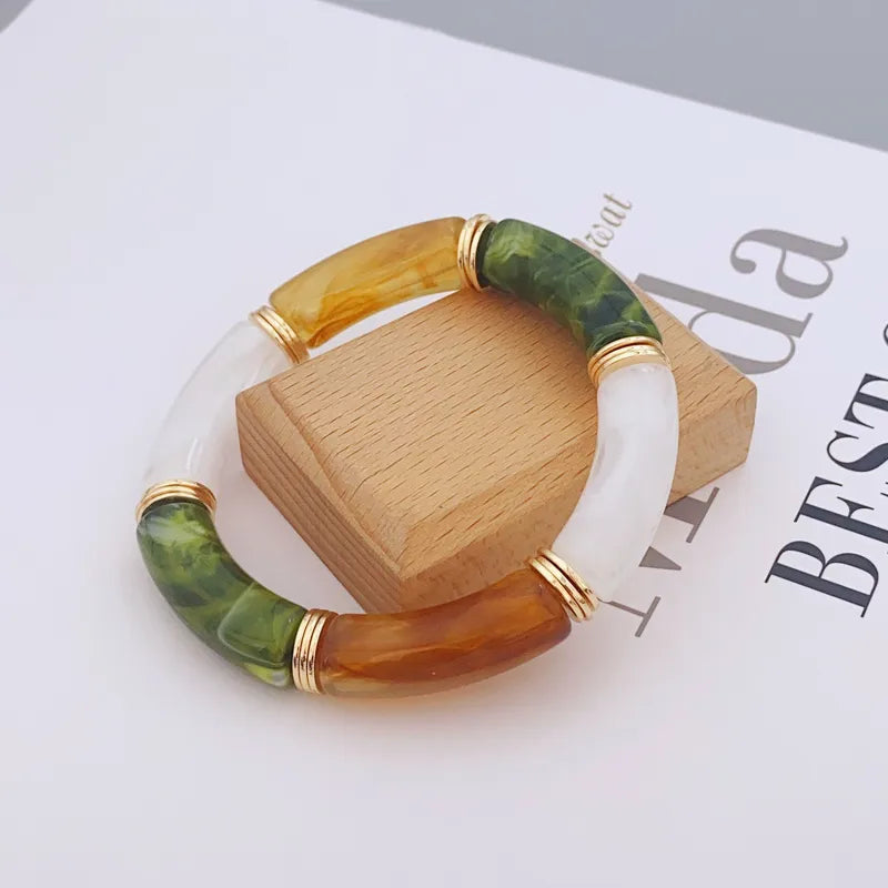 Multi-Color Acrylic Bamboo Bracelets