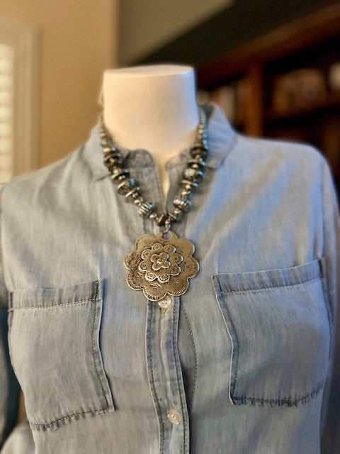 Silver Floral Necklace