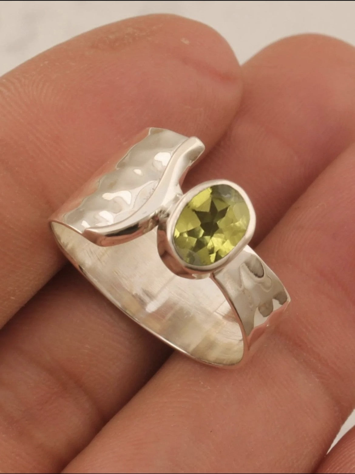 Silver Ring with Green Stone