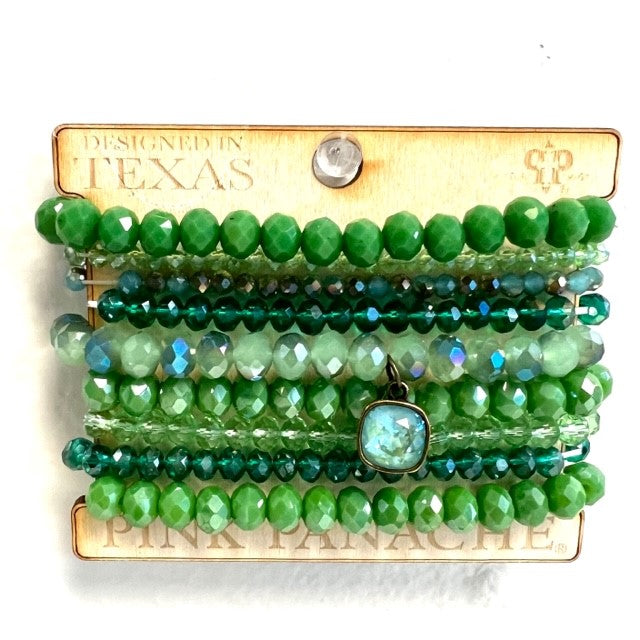 Pink Panache 9 Strand Stacker Bracelet Green
