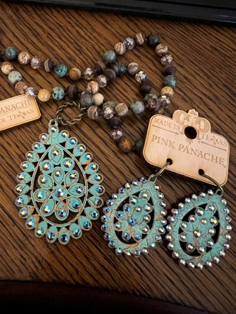 Pink Panache Turquoise Crackle Santa Fe Necklace