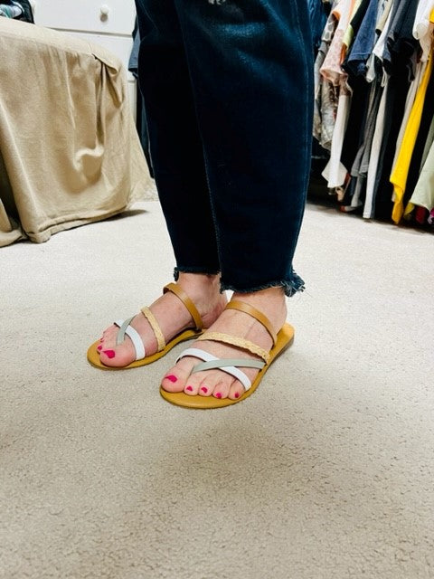 Qupid Multi Color Slide on Sandal