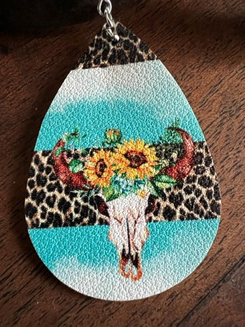 Sunflower Cowskull Earrings