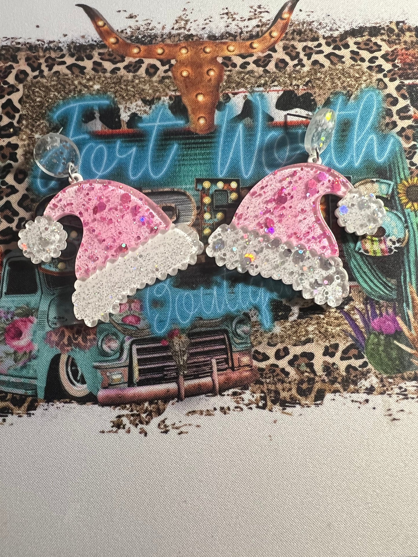 Pink Santa Cap Earrings