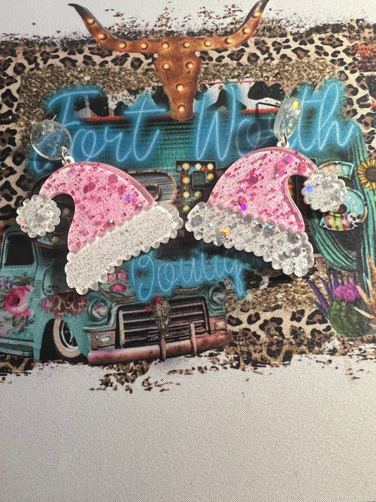 Pink Santa Cap Earrings
