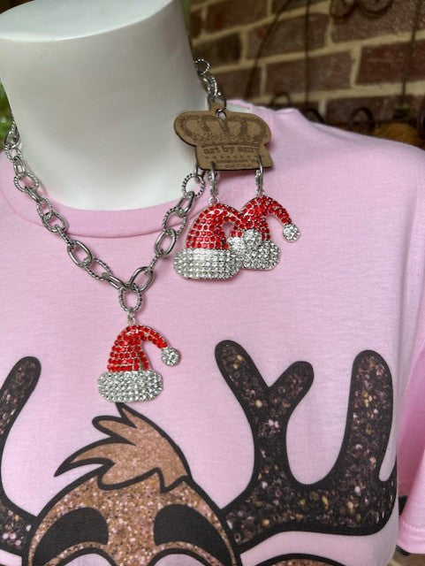 Art by Amy Santa Hat Necklace-Pink