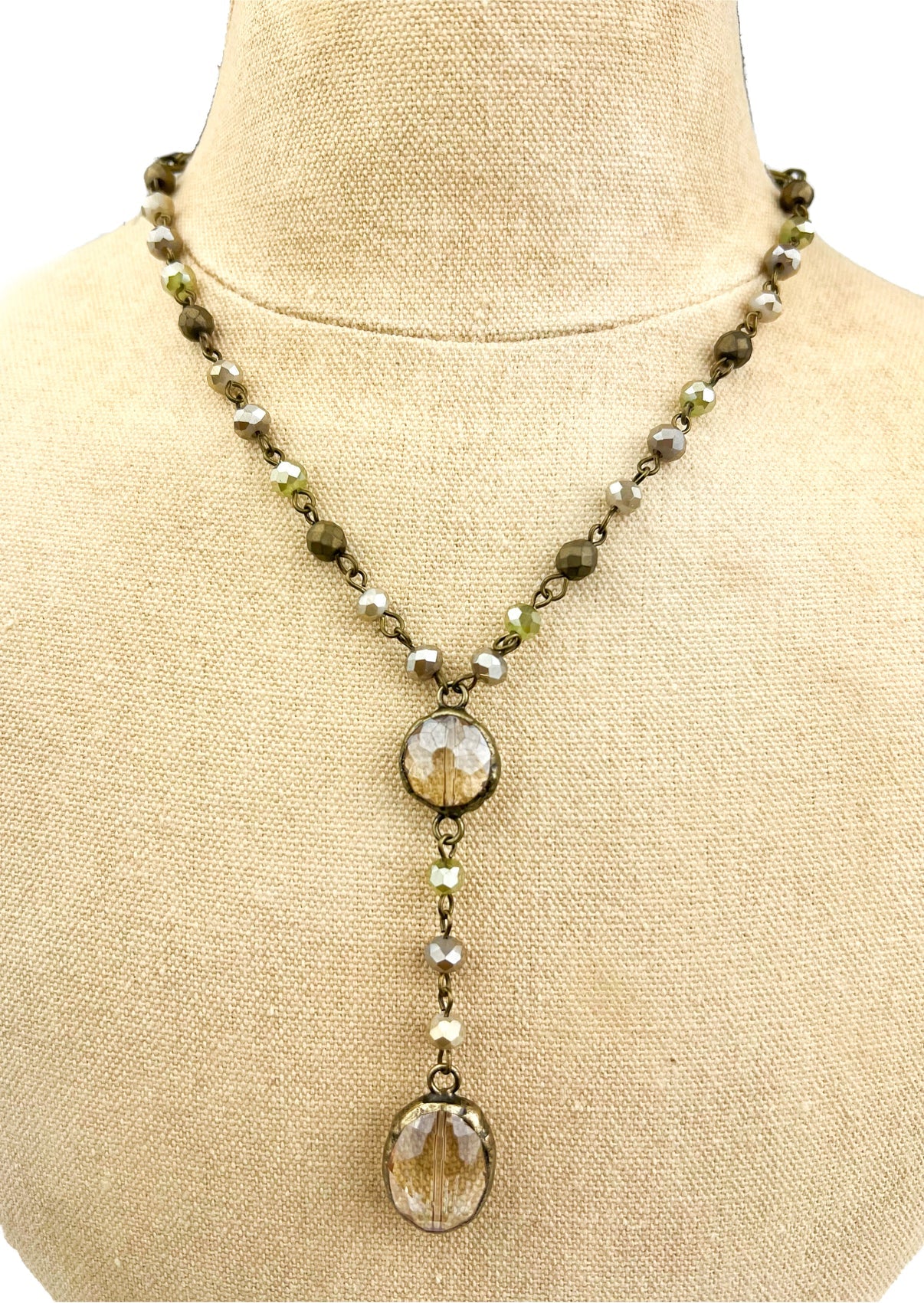 Lime Meringue Necklace with Crystal Pendants