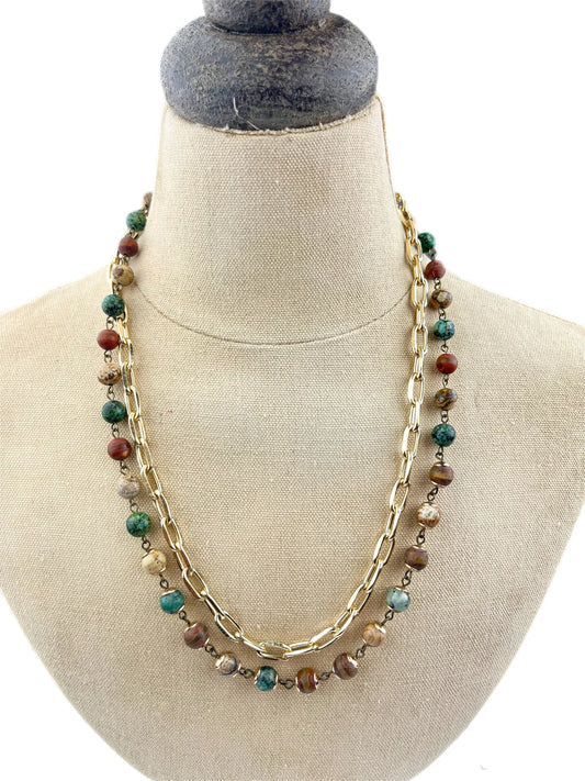 Savanna Jasper Gold Necklace