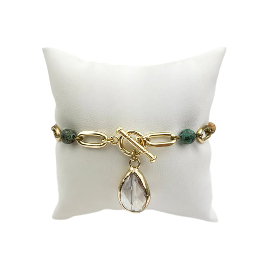 Savanna Jasper Gold Link Bracelet