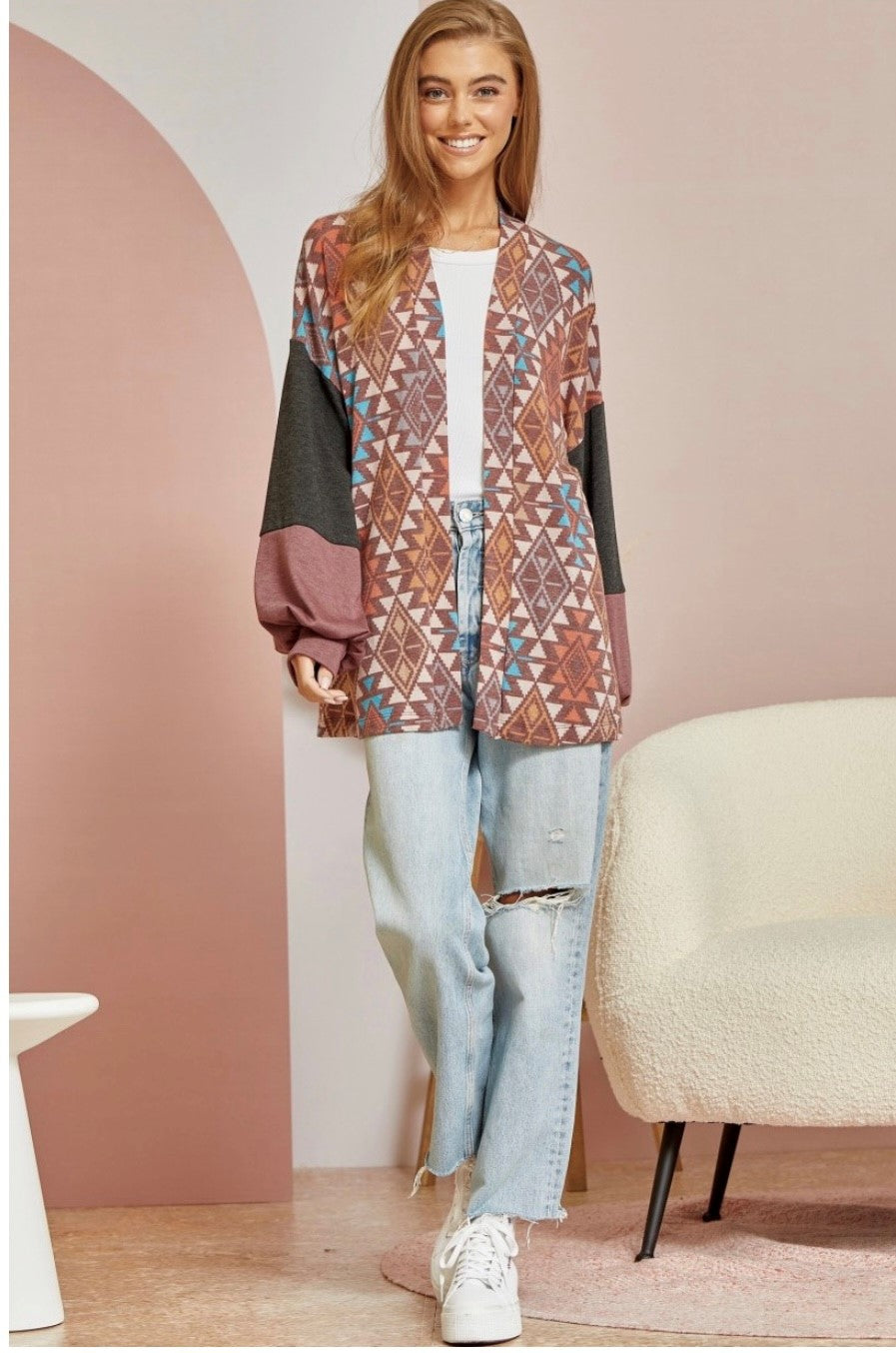 Andree Aztec Print Cardigan