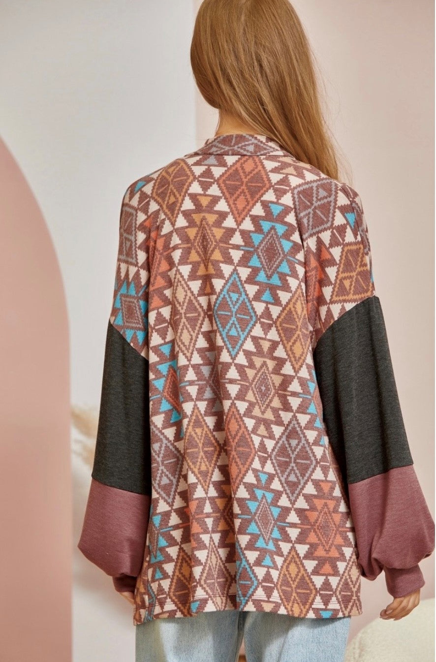 Andree Aztec Print Cardigan