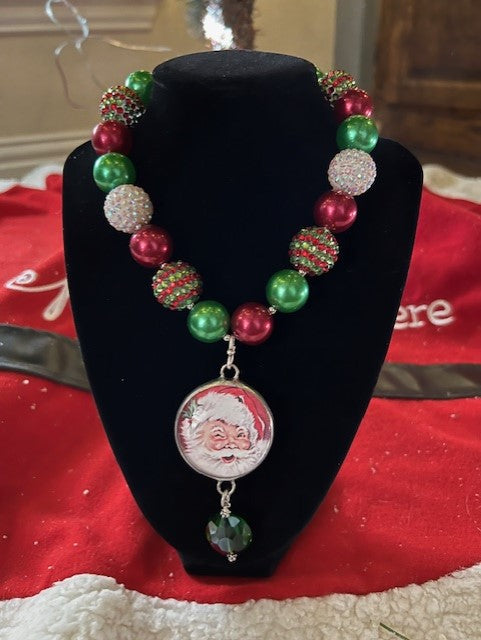 Christmas Time Necklace-Art by Amy Bubble Santa Faces