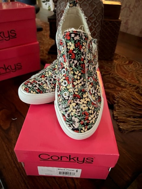 Corky's Babalu Black Floral Slip-on Sneaker-SALE ITEM-LAST 4